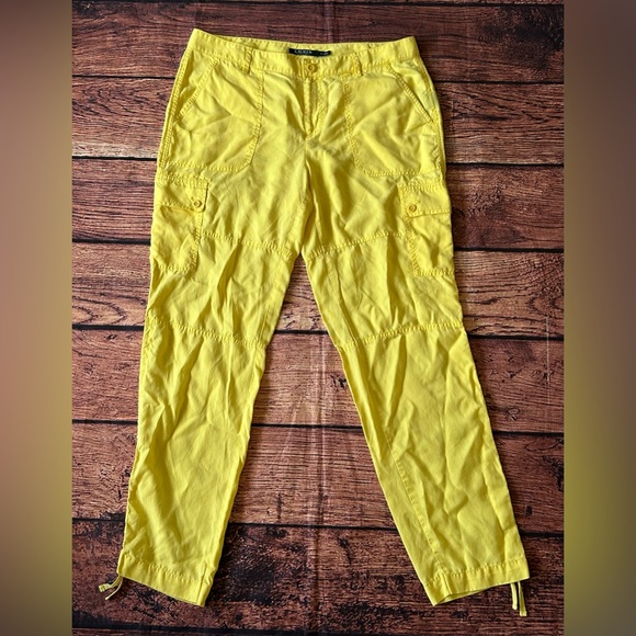 Lauren Ralph Lauren Womens Size 10 Yellow Cargo Capri‎ Linen Pants Adult - Picture 4 of 12